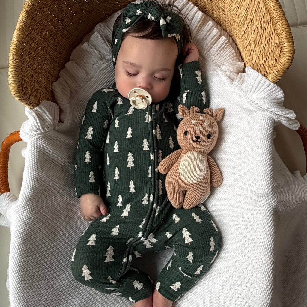 Christmas Trees Small Ribbed Zip Romper