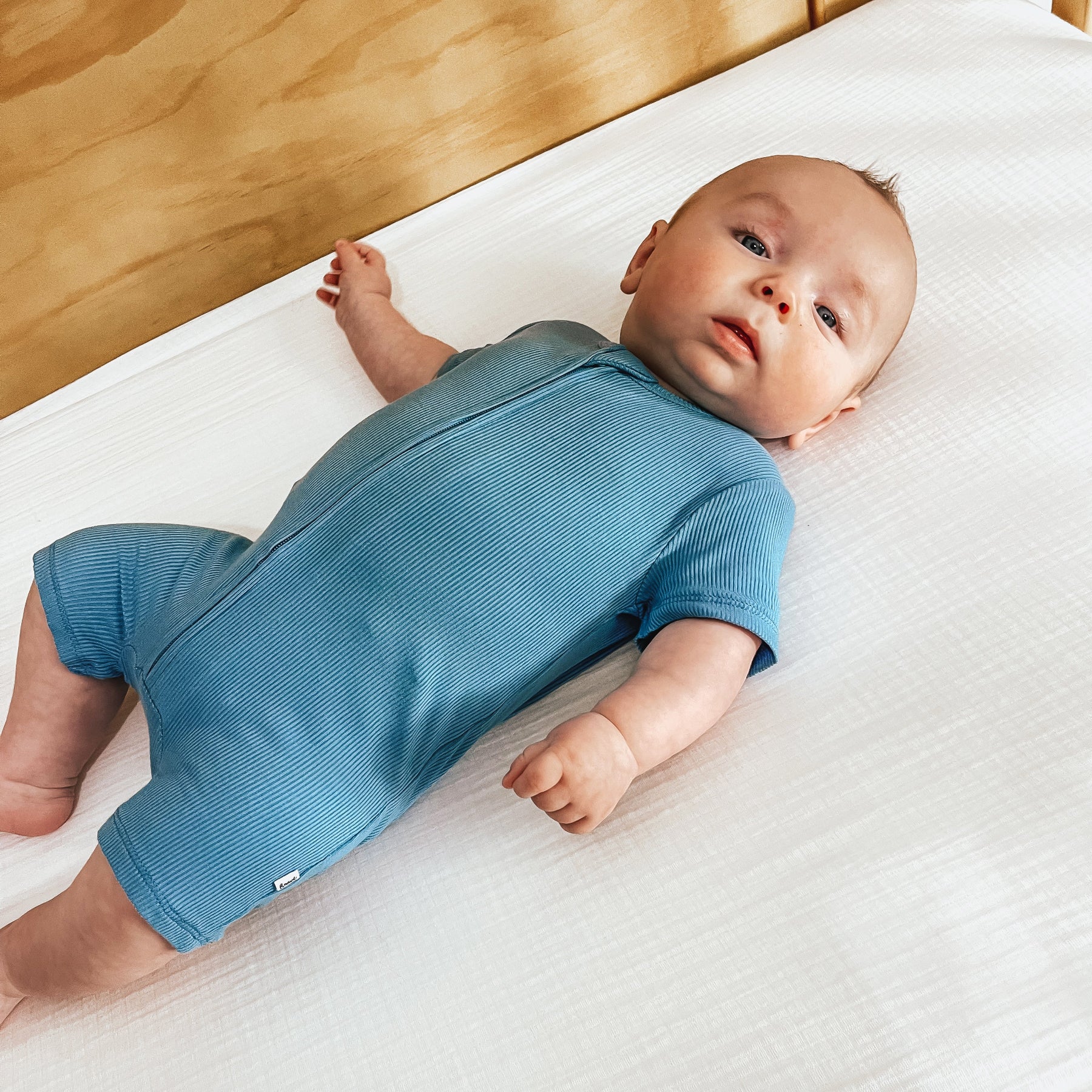 Poolside Blue Small Ribbed Summer Zip Romper