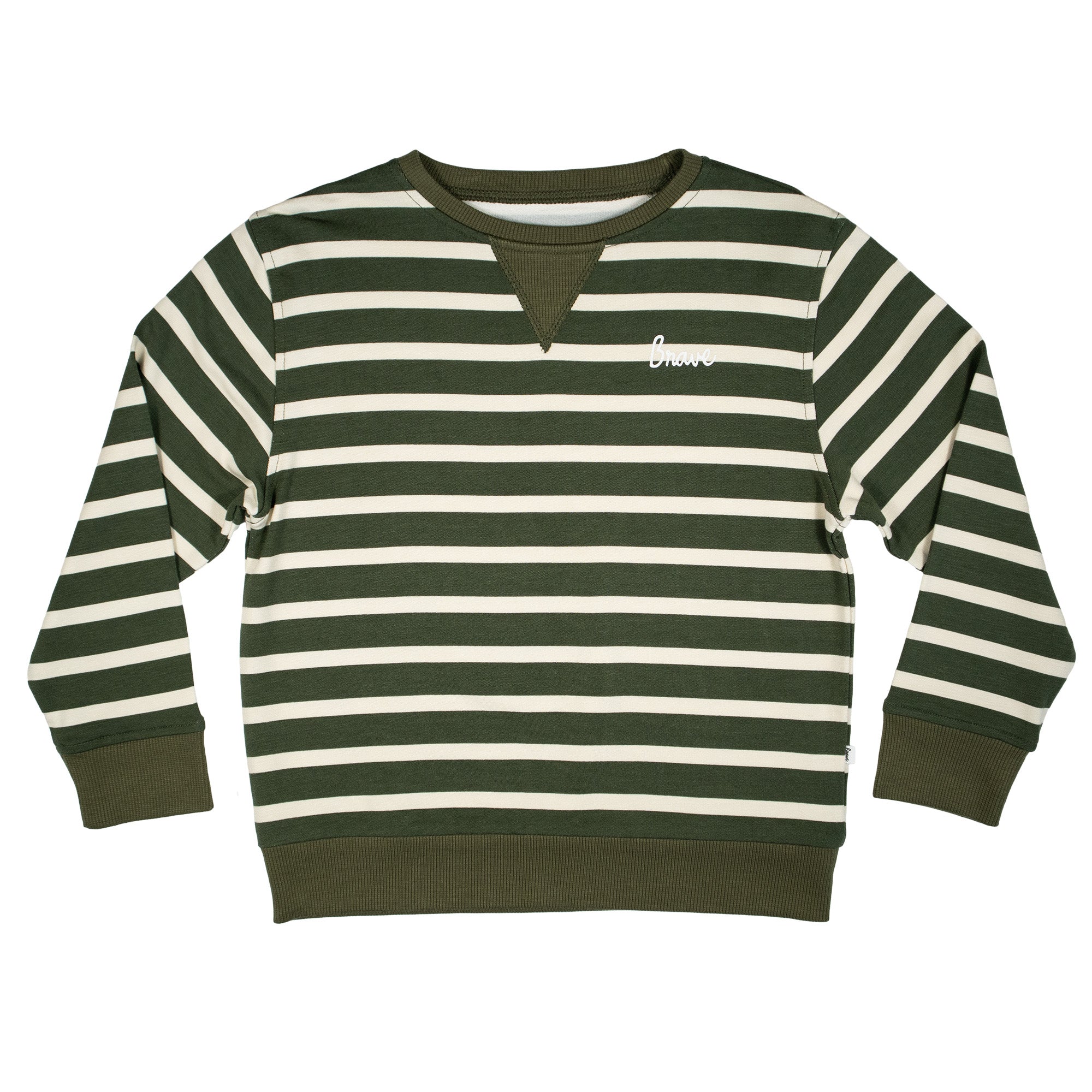 Green Stripe with Brave French Terry Pullover