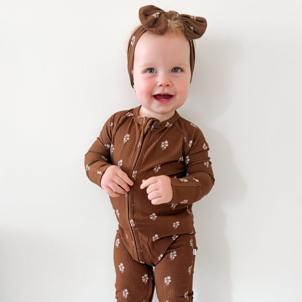 Autumn Stems Small Ribbed Zip Romper