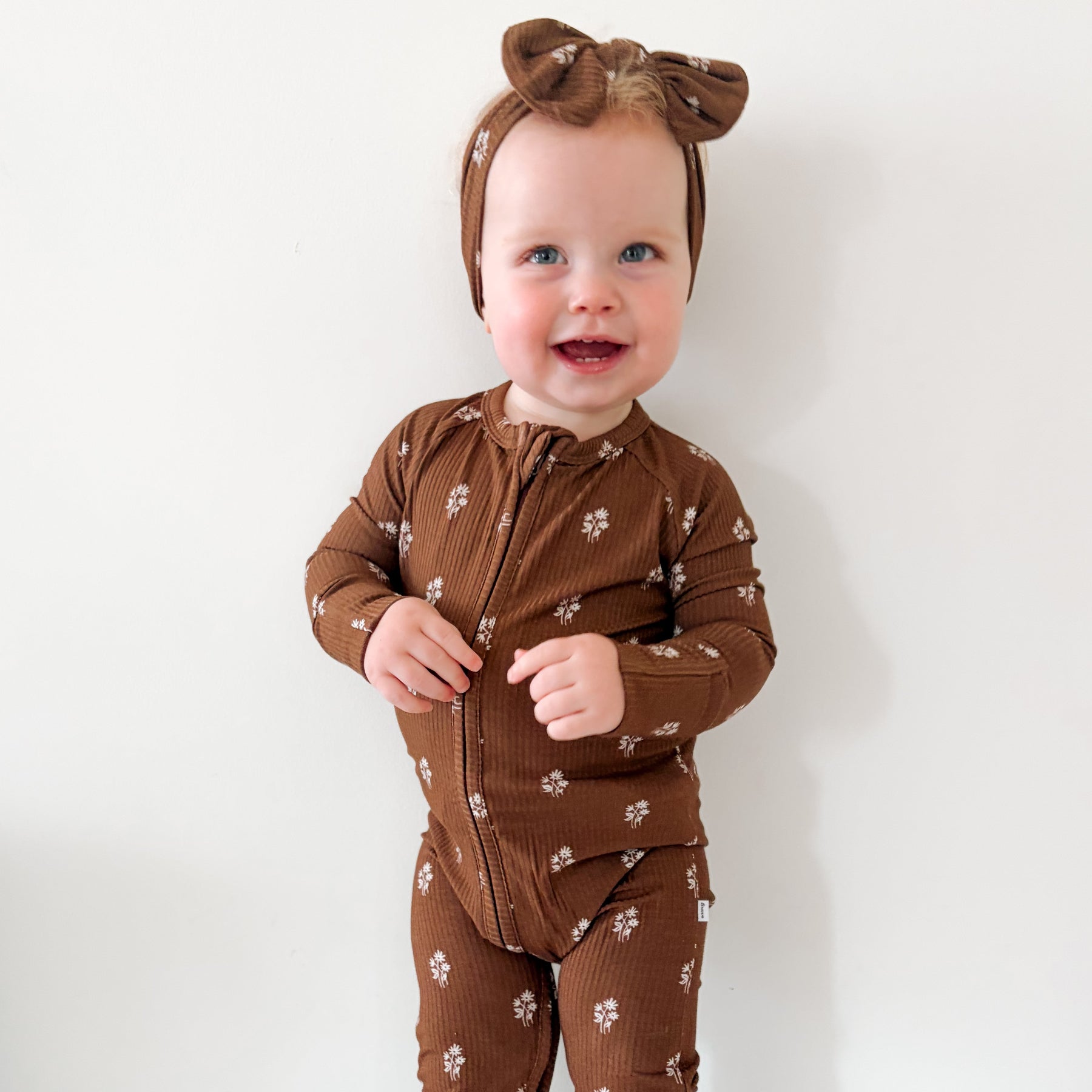Autumn Stems Small Ribbed Zip Romper