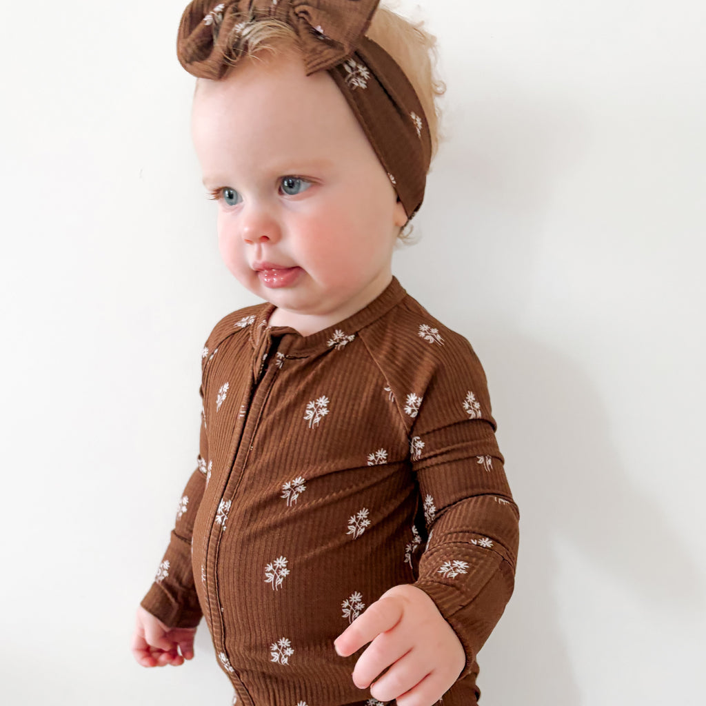 Autumn Stems Small Ribbed Zip Romper