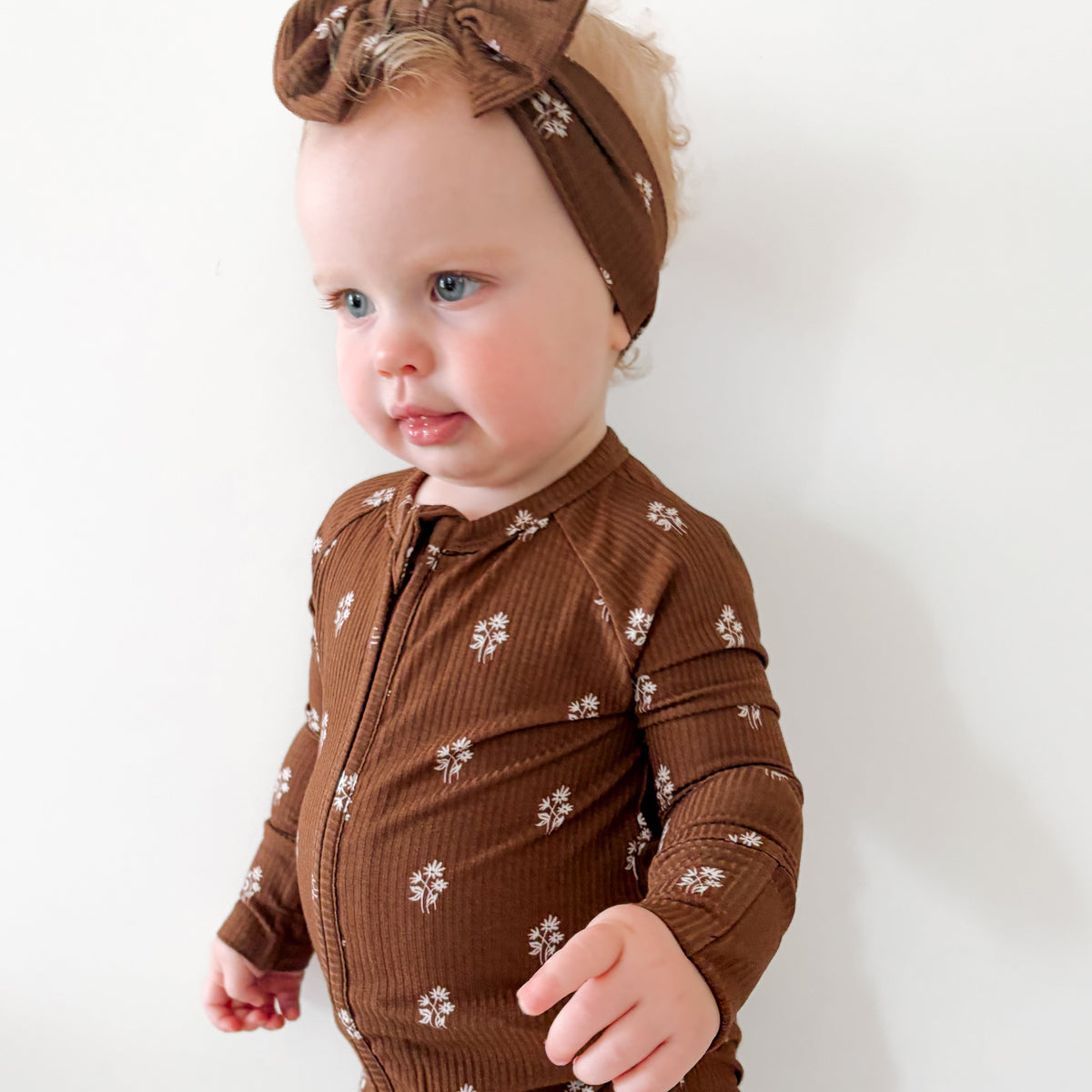 Autumn Stems Small Ribbed Zip Romper
