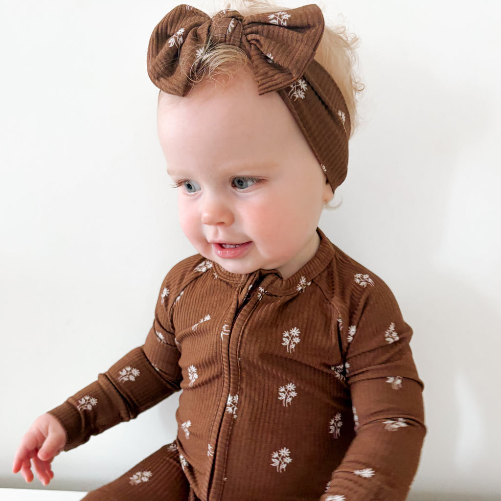 Autumn Stems Small Ribbed Zip Romper