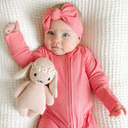 Peony Pink Small Ribbed Zip Romper