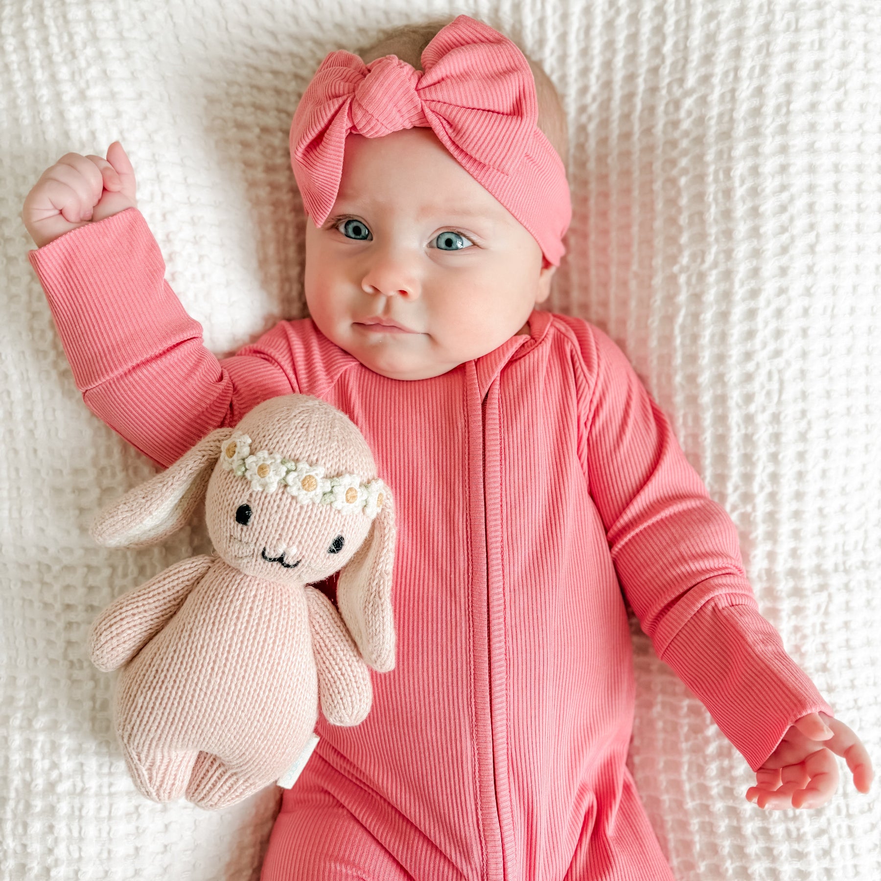 Peony Pink Small Ribbed Zip Romper