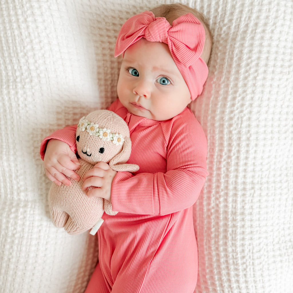 Peony Pink Small Ribbed Zip Romper