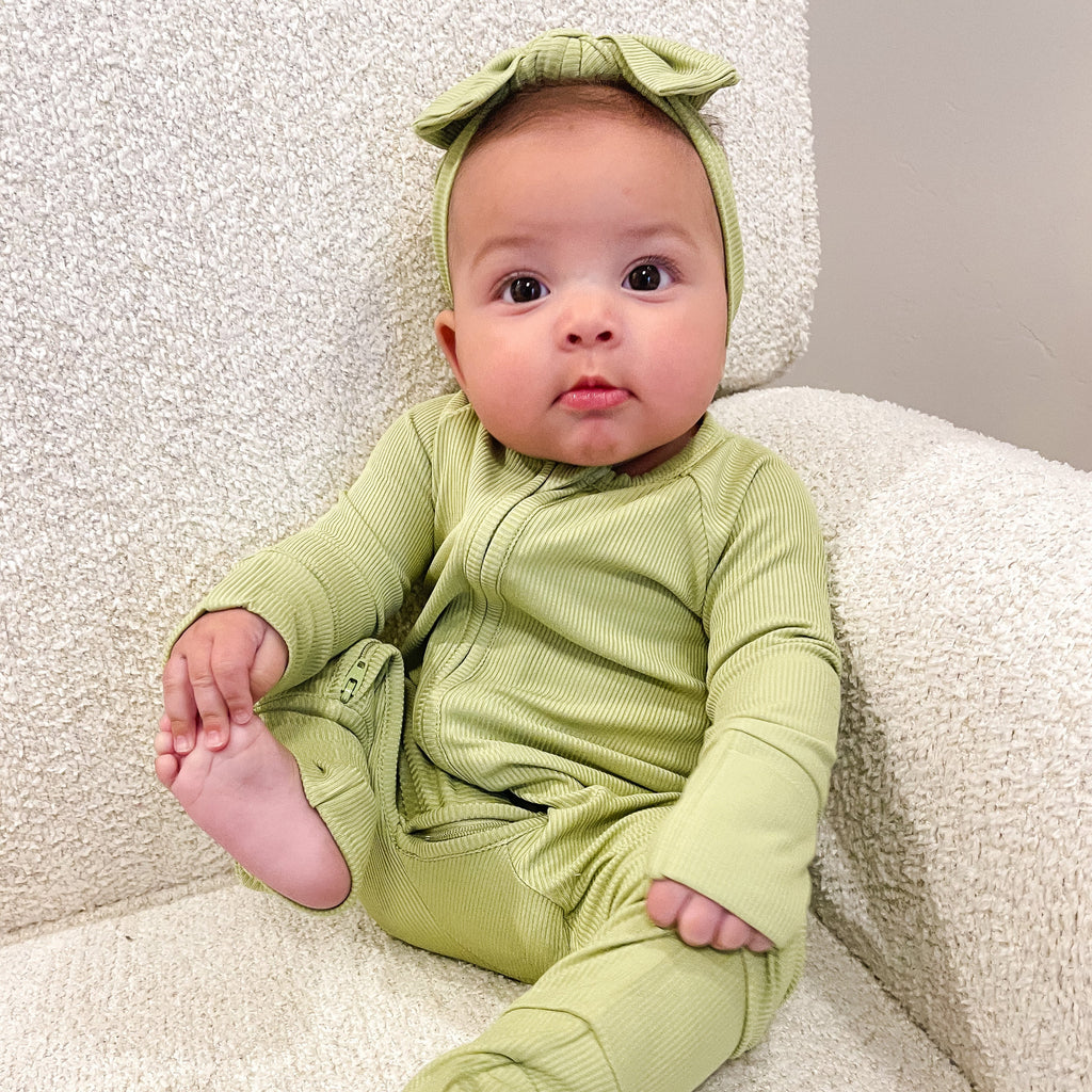 Tarragon Green Small Ribbed Bow