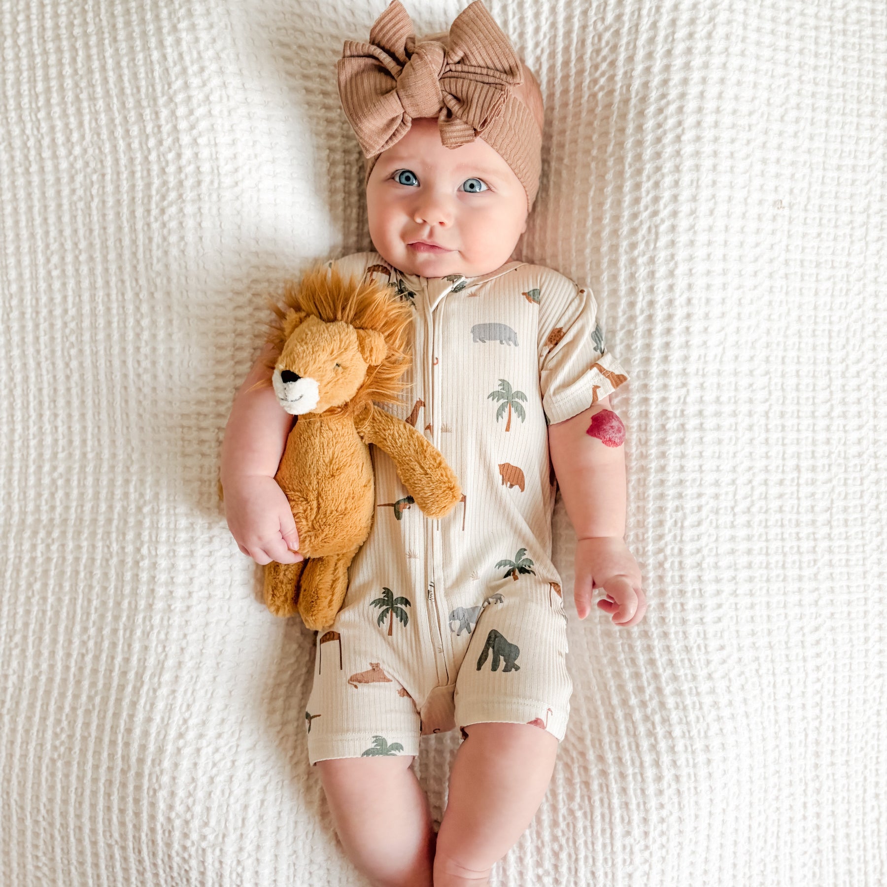 Zoo Day Small Ribbed Summer Zip Romper