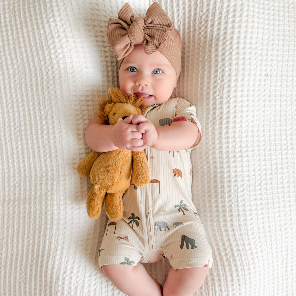 Zoo Day Small Ribbed Summer Zip Romper