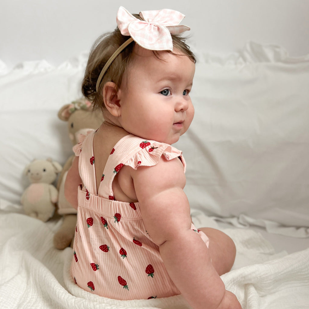 Strawberries Small Ribbed Flutter Sleeve Romper