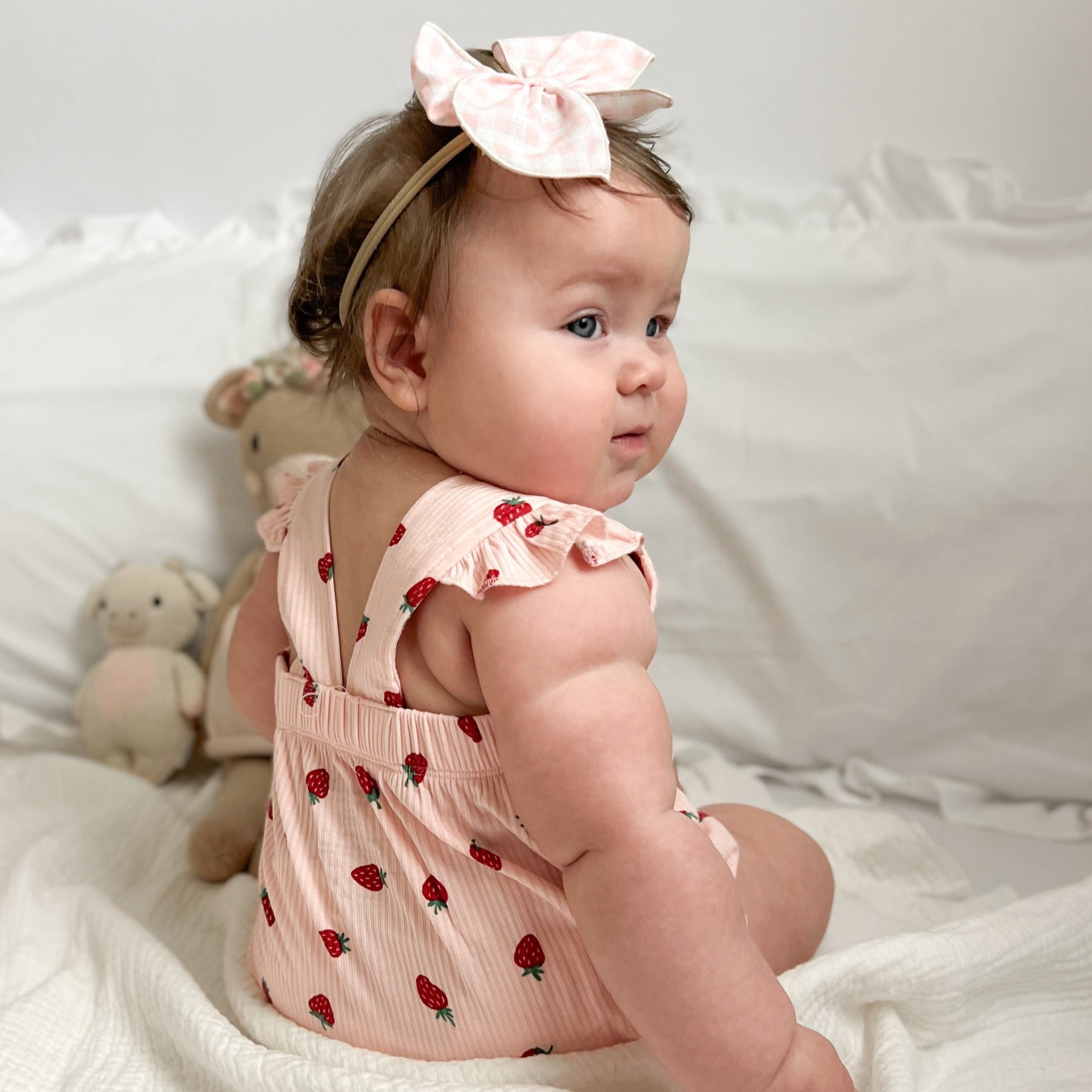Strawberries Small Ribbed Flutter Sleeve Romper