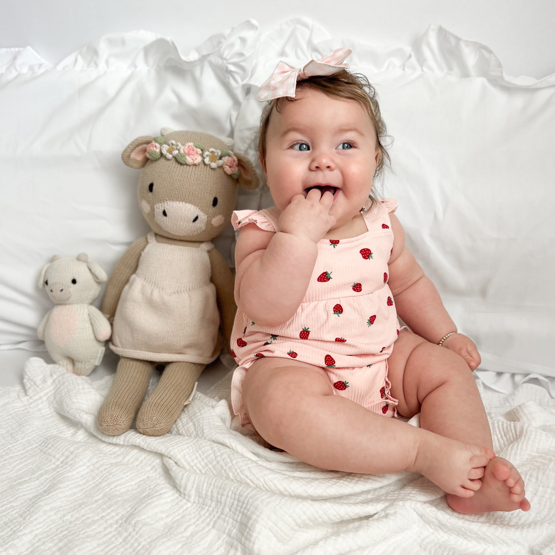 Strawberries Small Ribbed Flutter Sleeve Romper