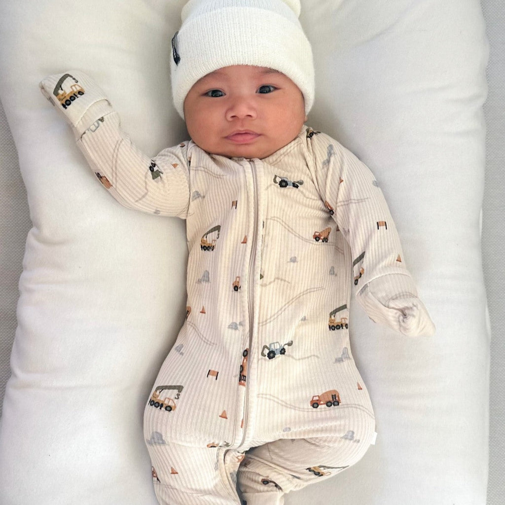 Construction Small Ribbed Zip Romper