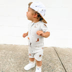 Cats Gray Small Ribbed Summer Zip Romper