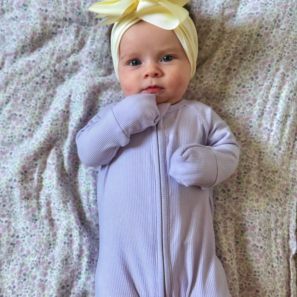 Lavender Small Ribbed Zip Romper
