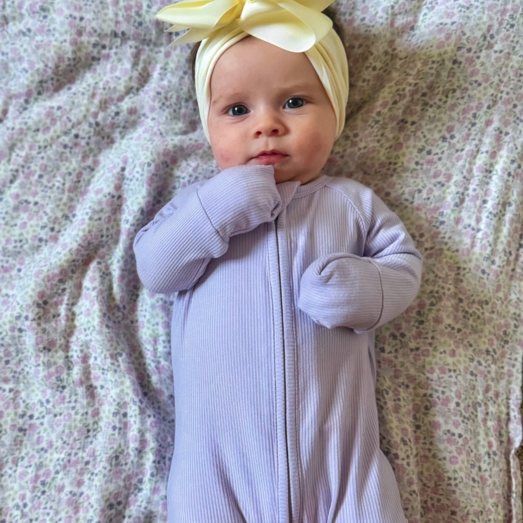 Lavender Small Ribbed Zip Romper