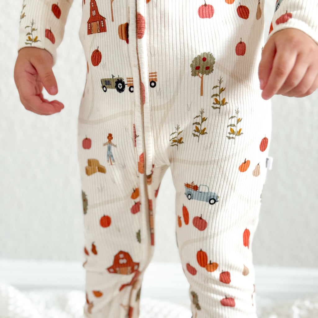 Pumpkin Patch Small Ribbed Zip Romper