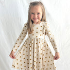 Sunflowers Small Ribbed Ruffle Long Sleeve Dress
