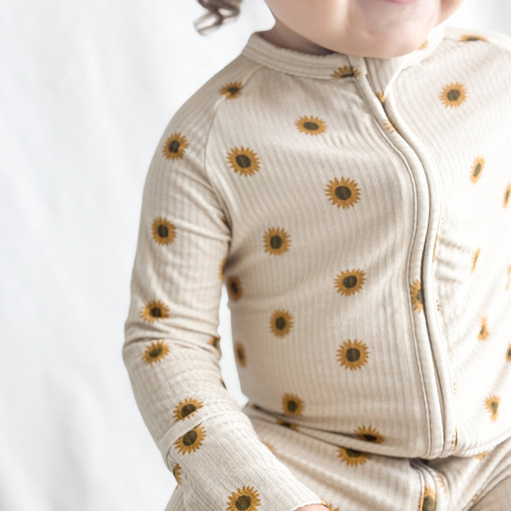 Sunflowers Small Ribbed Zip Romper