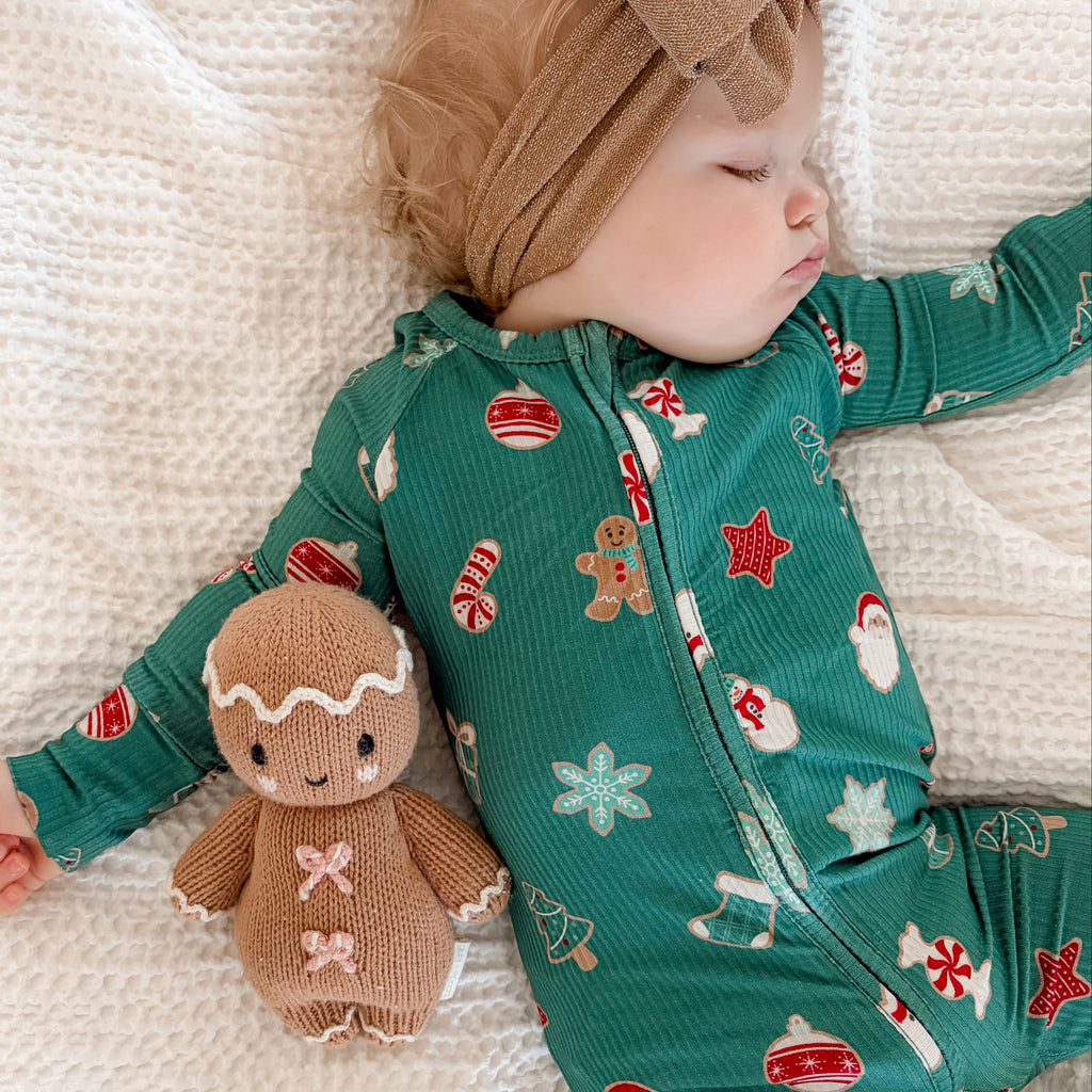 Sugar Cookies Frosted Teal Small Ribbed Zip Romper