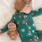 Sugar Cookies Frosted Teal Small Ribbed Zip Romper