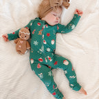 Sugar Cookies Frosted Teal Small Ribbed Zip Romper