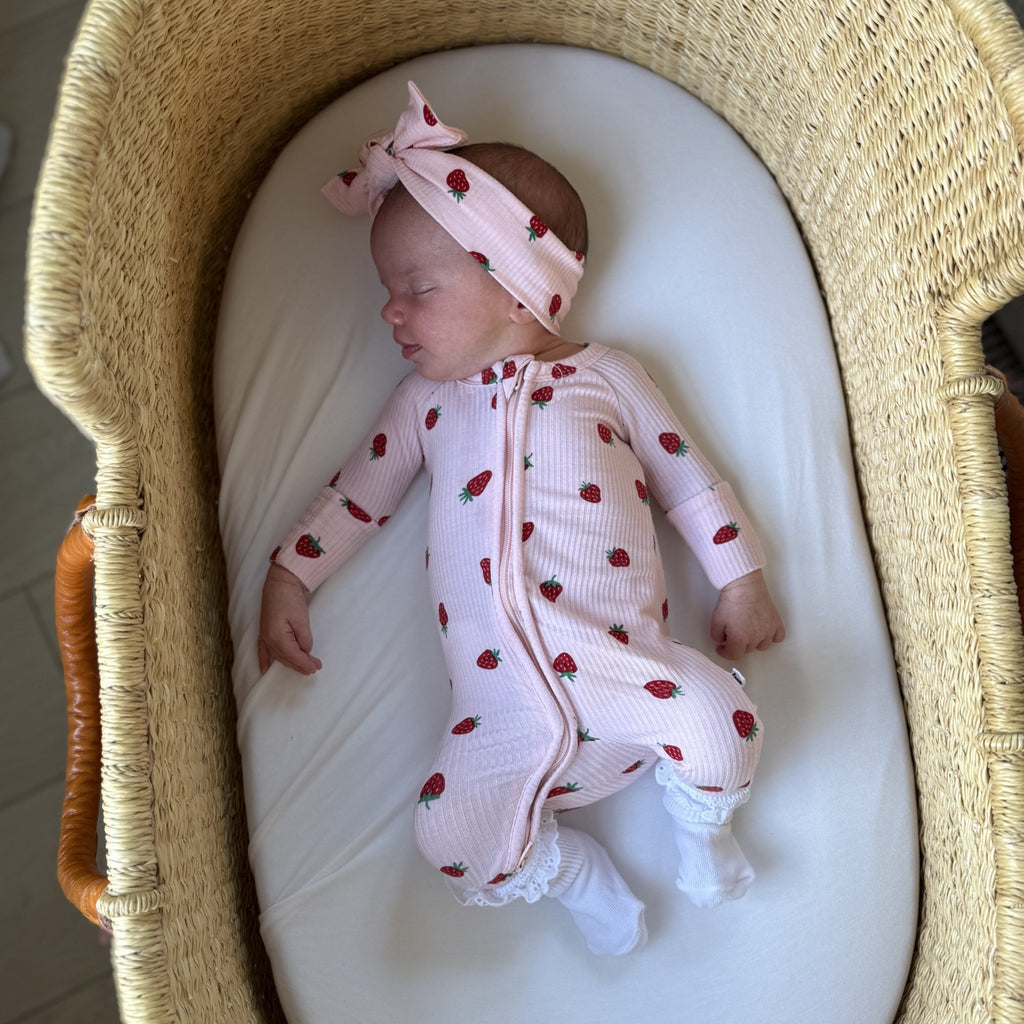 Strawberries Small Ribbed Zip Romper