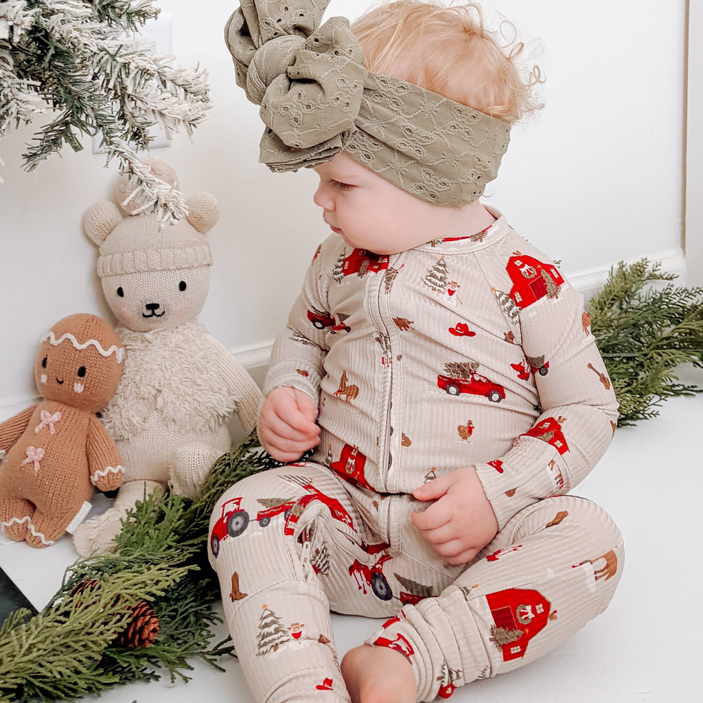 Country Christmas Small Ribbed Zip Romper