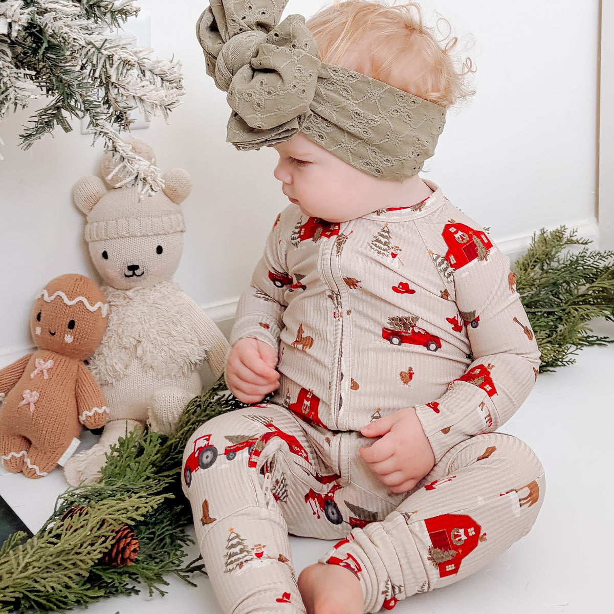 Country Christmas Small Ribbed Zip Romper