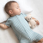 Blue Small Gingham Summer Zip Romper