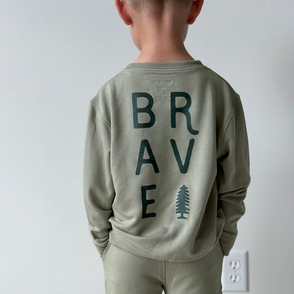 Brave With Tree Pale Sage Bamboo French Terry Pullover