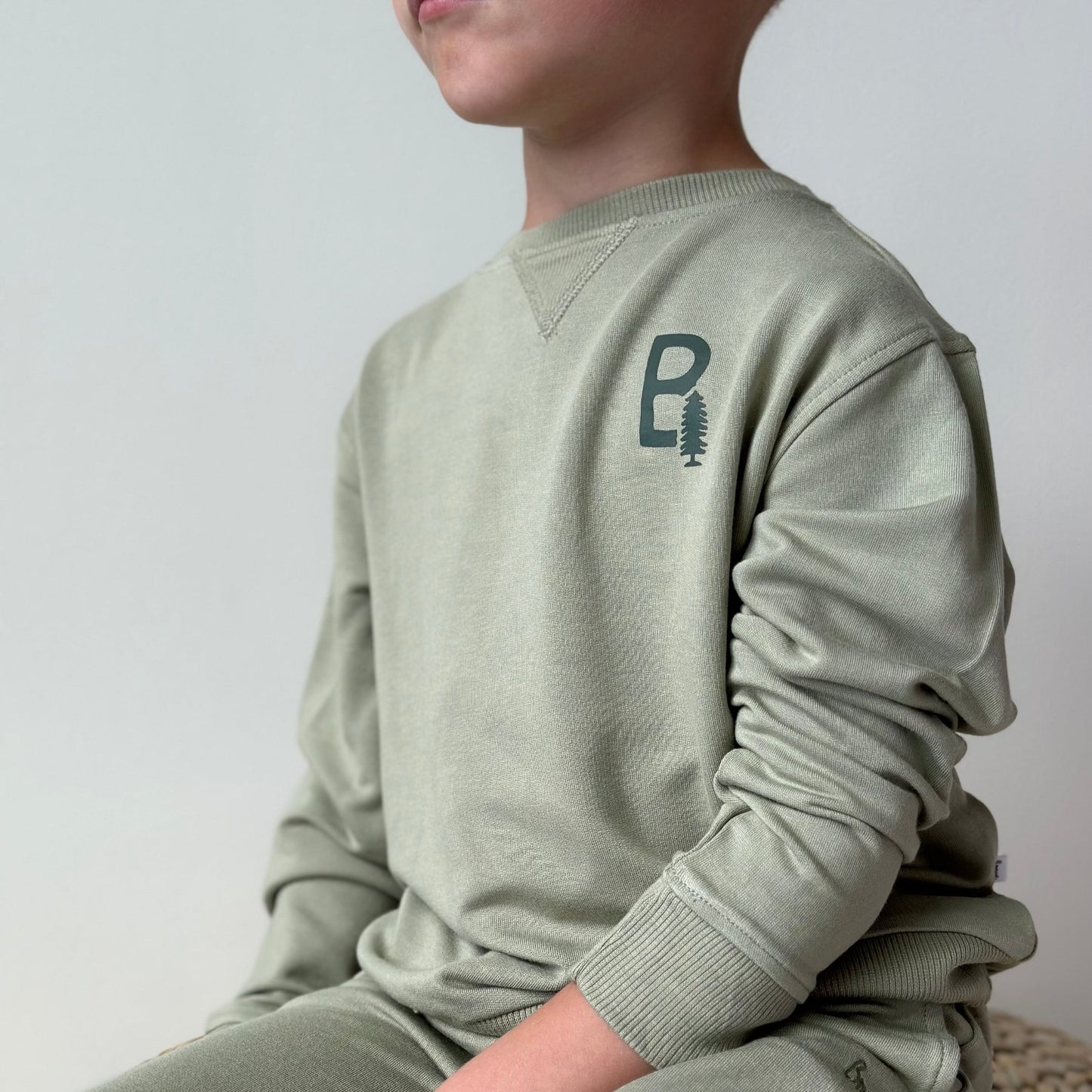 Brave With Tree Pale Sage Bamboo French Terry Pullover