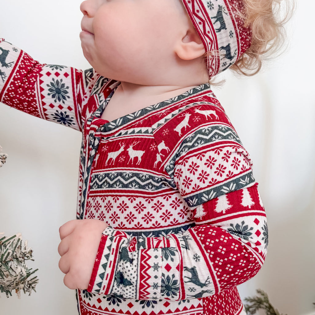 Christmas Sweater Stripe Small Ribbed Zip Romper
