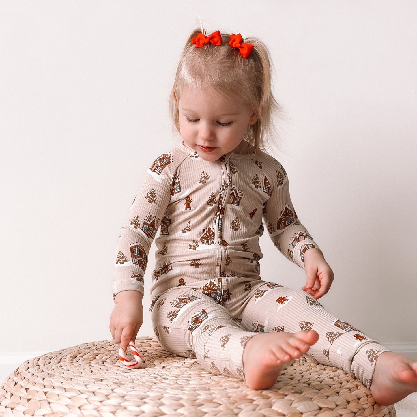 Gingerbread Small Ribbed Zip Romper