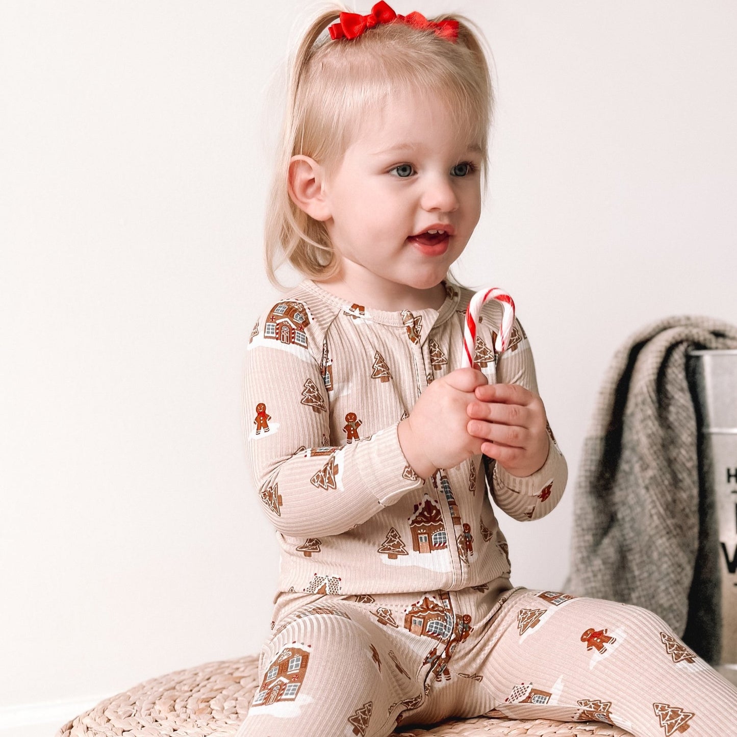 Gingerbread Small Ribbed Zip Romper