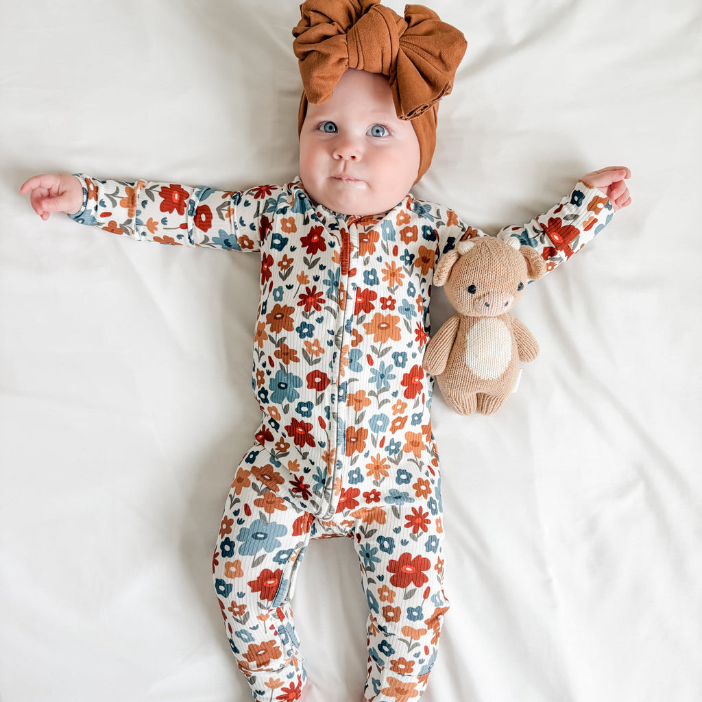 Autumn Meadow Small Ribbed Zip Romper