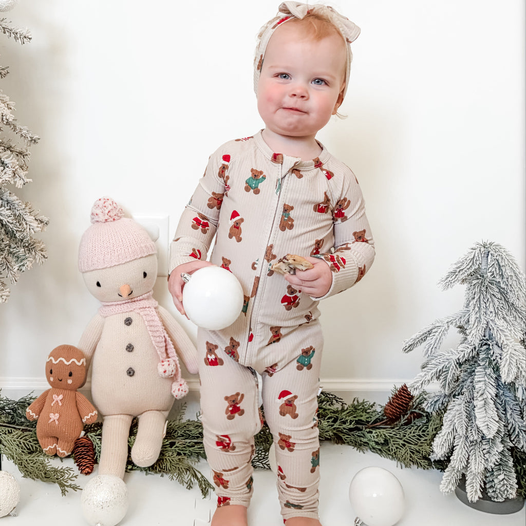 Teddy Bear Small Ribbed Zip Romper