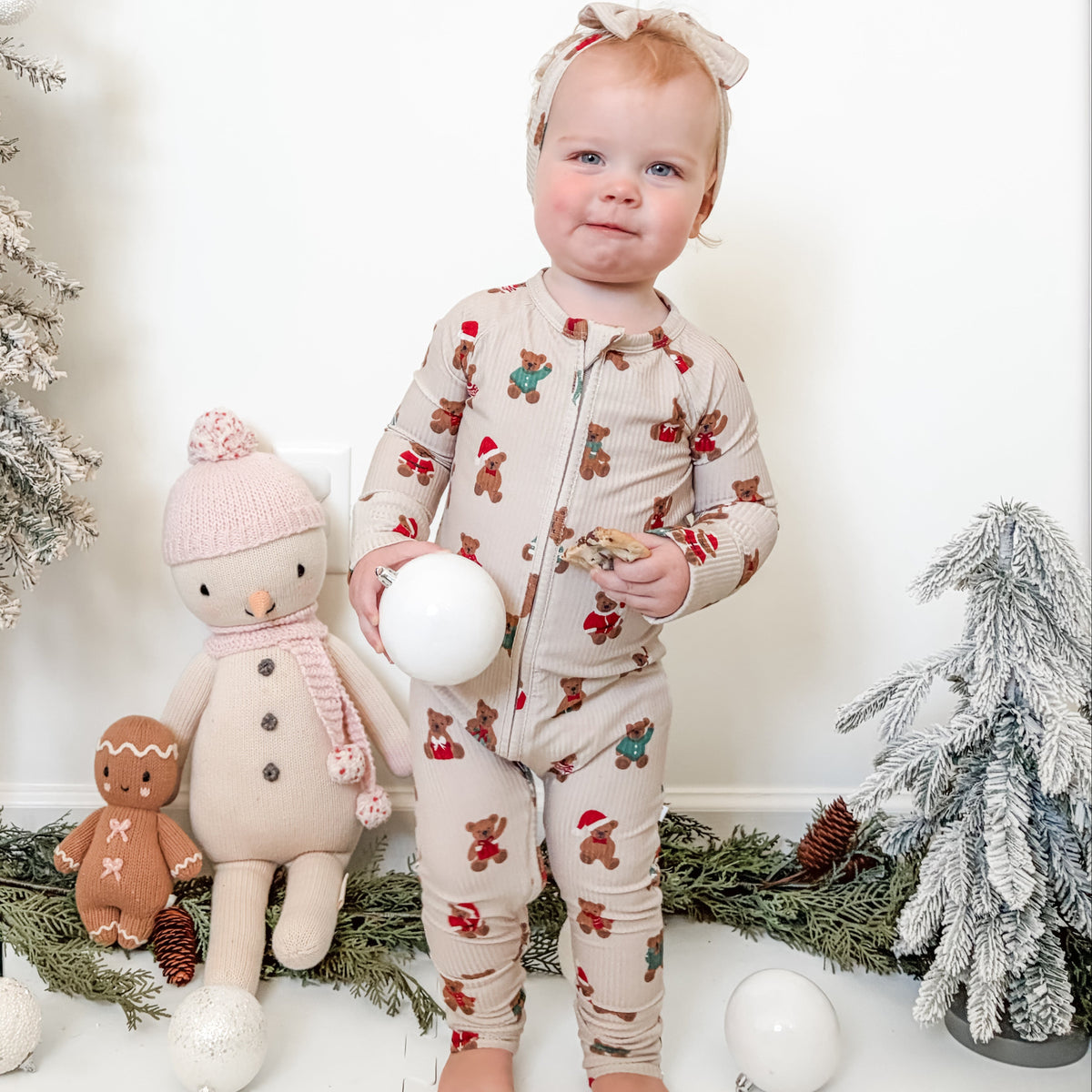 Teddy Bear Small Ribbed Zip Romper