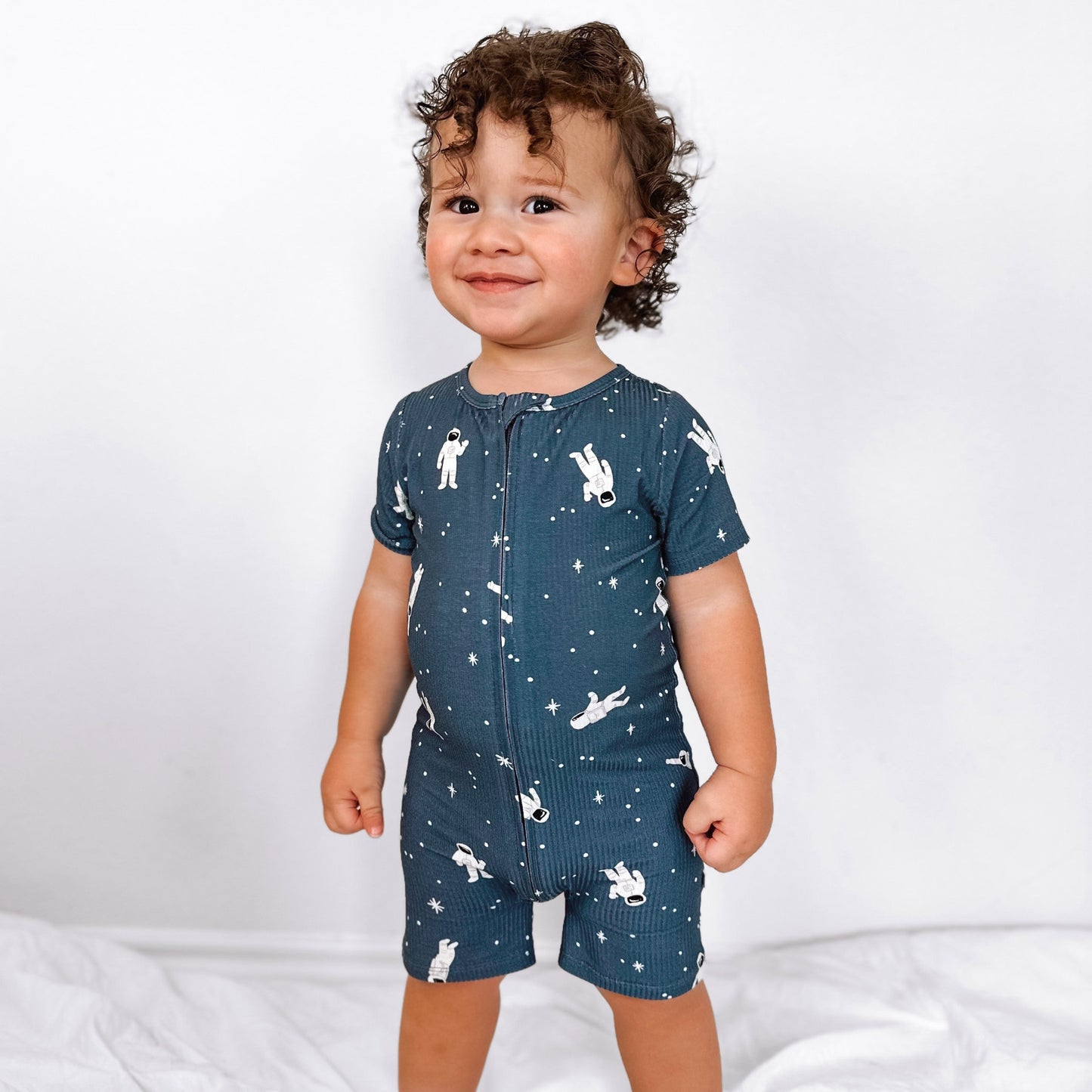 Astronauts Small Ribbed Summer Zip Romper