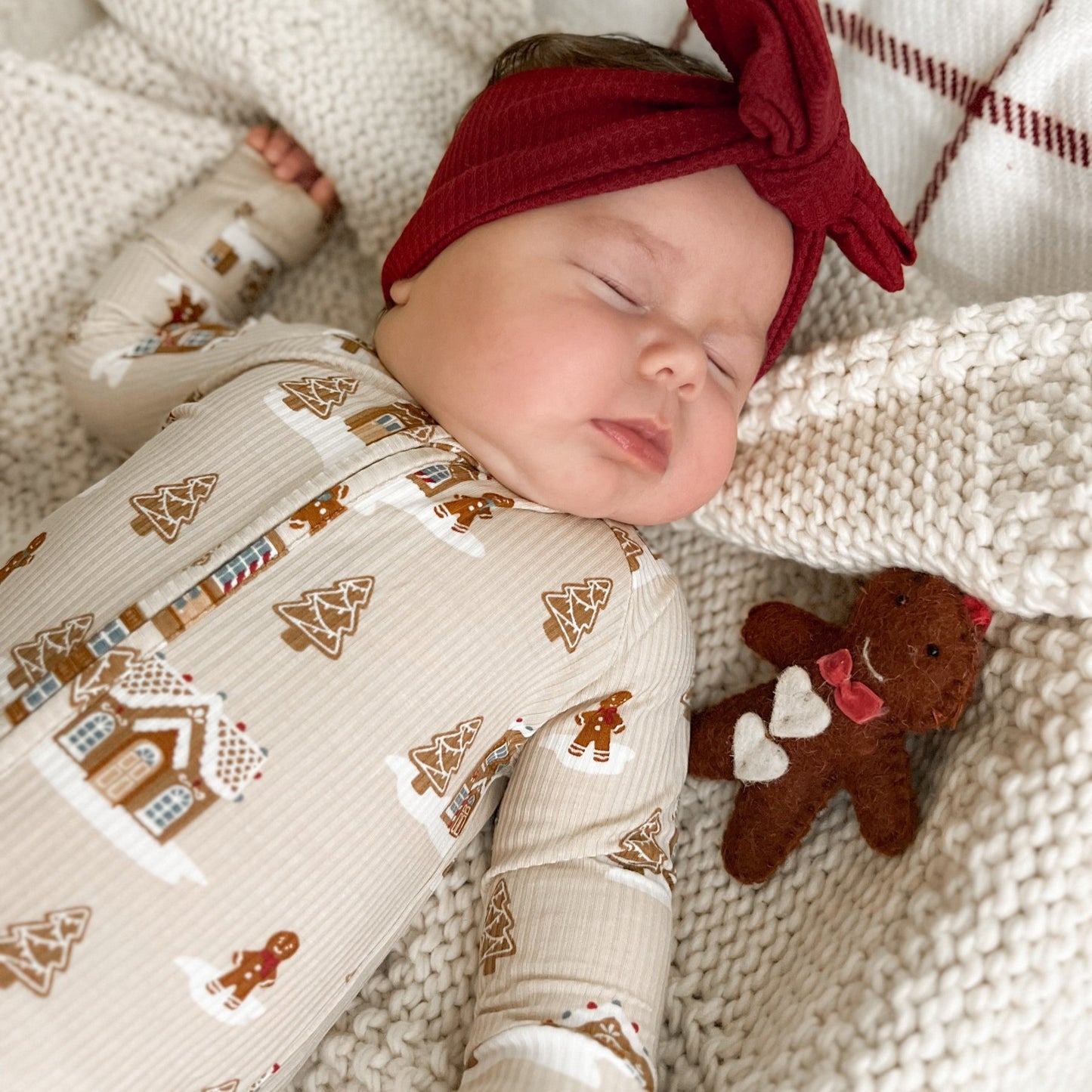 Gingerbread Small Ribbed Zip Romper