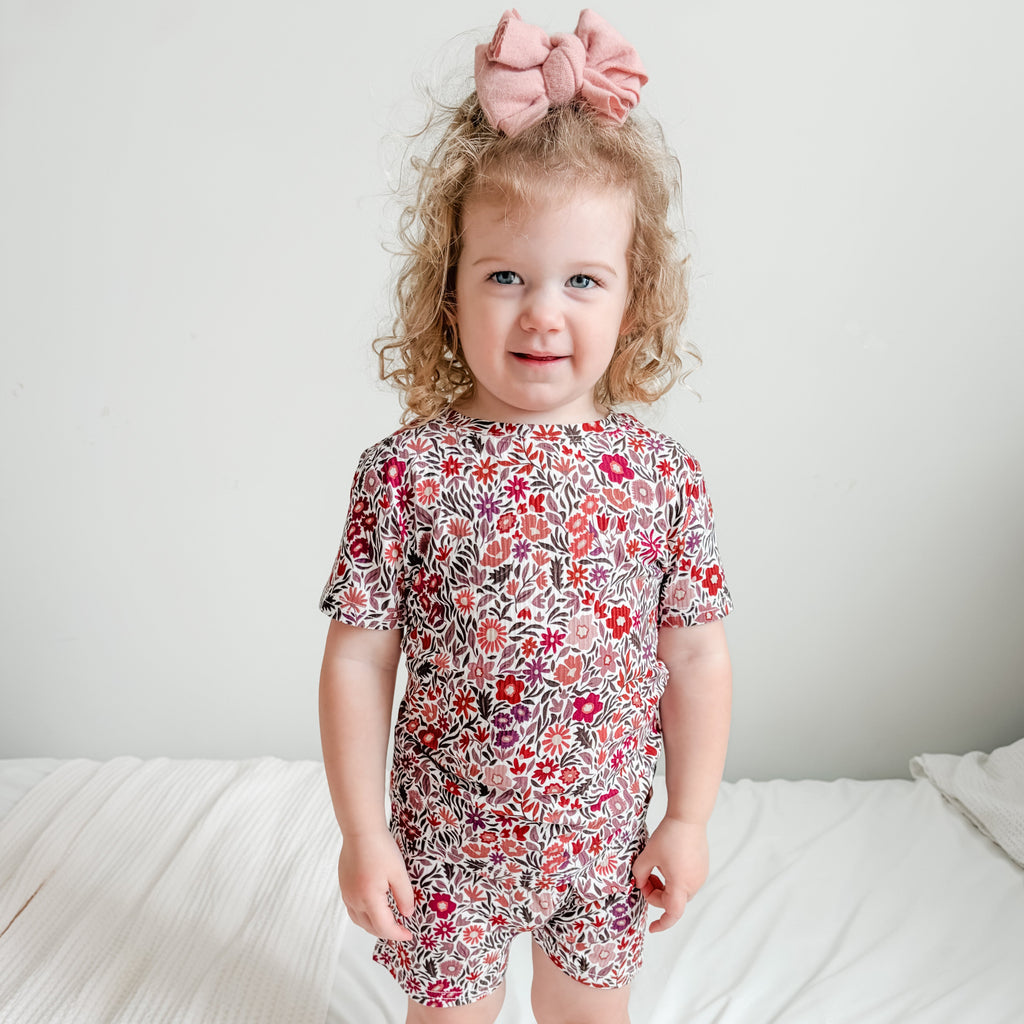 Fall Blooms Small Ribbed Shorts Two-Piece Set