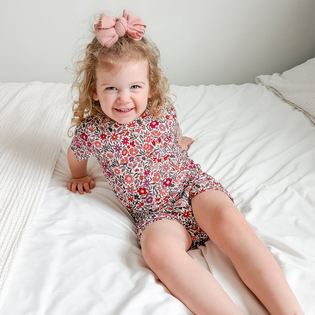 Fall Blooms Small Ribbed Shorts Two-Piece Set