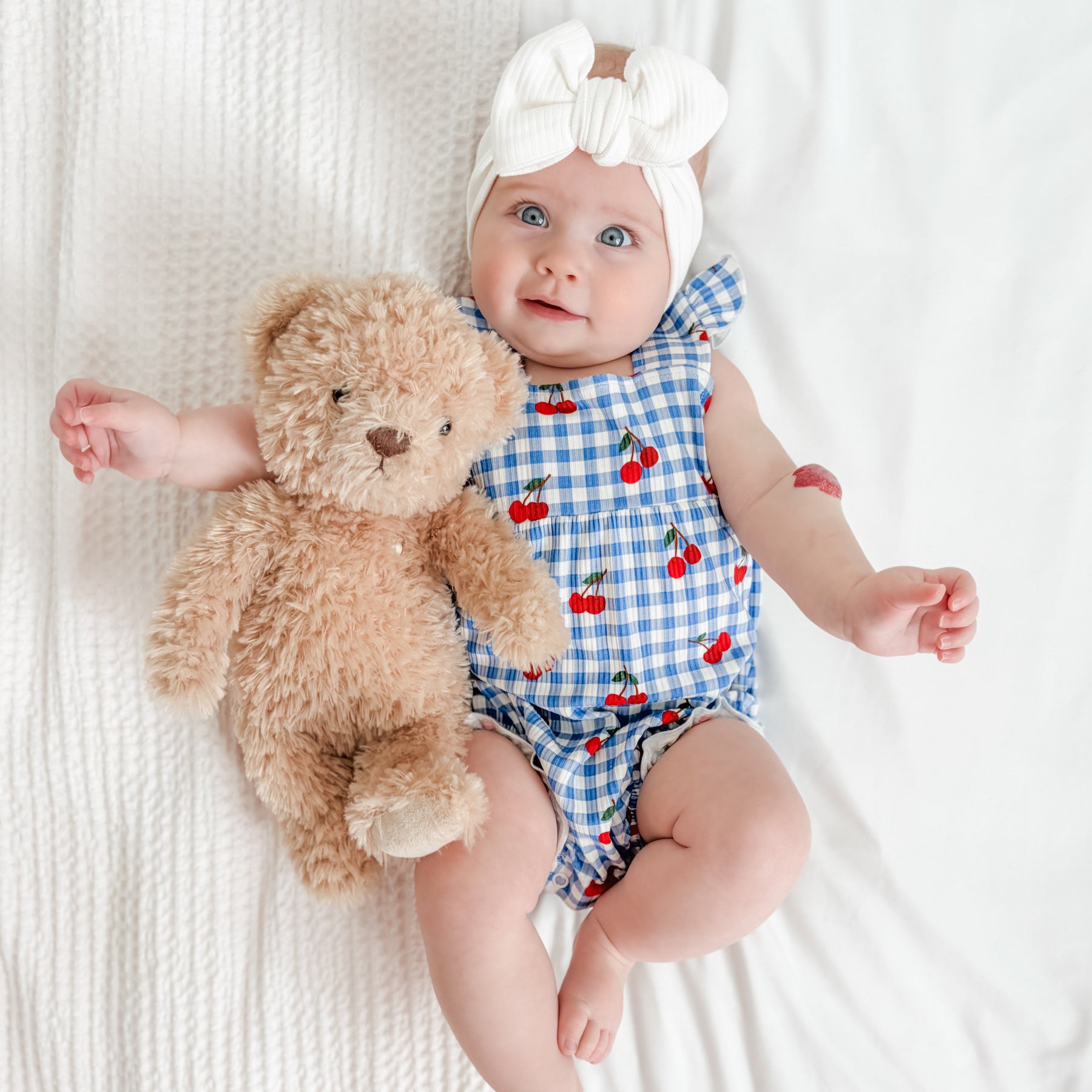 Vintage Cherries Small Ribbed Flutter Sleeve Romper