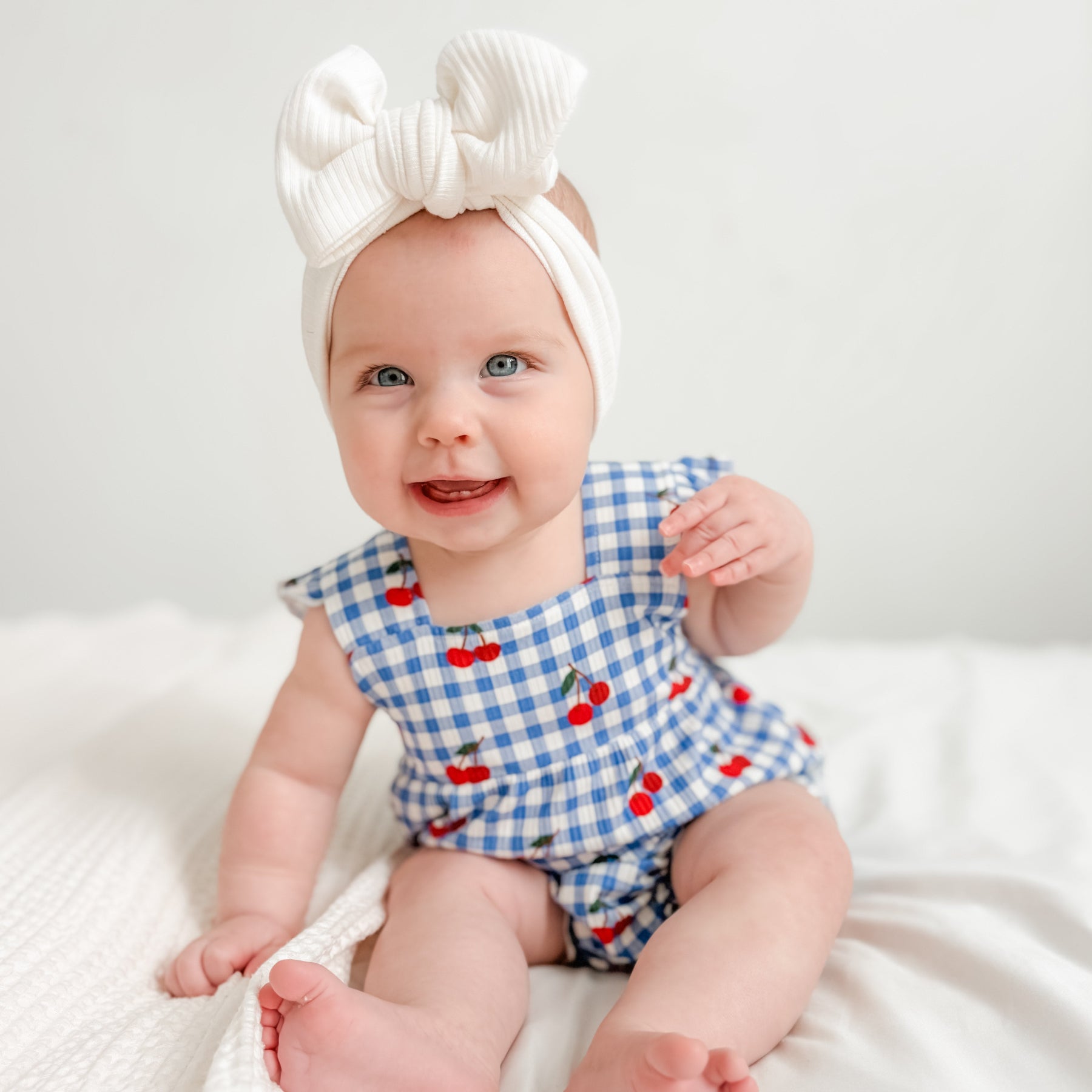 Vintage Cherries Small Ribbed Flutter Sleeve Romper