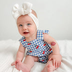 Vintage Cherries Small Ribbed Flutter Sleeve Romper