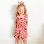 Mauve Floral Small Ribbed Flutter Sleeve Dress