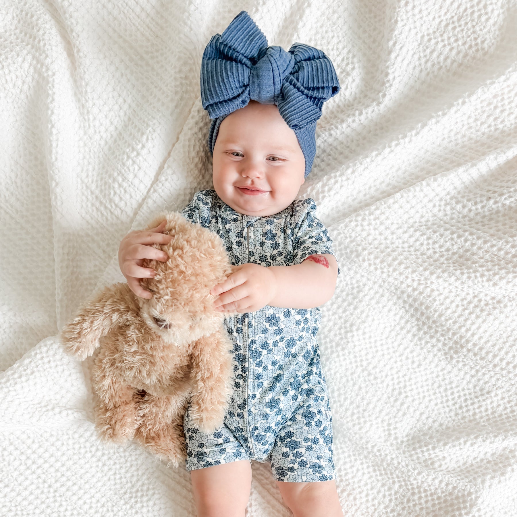 Bluebell Blossoms Small Ribbed Summer Zip Romper