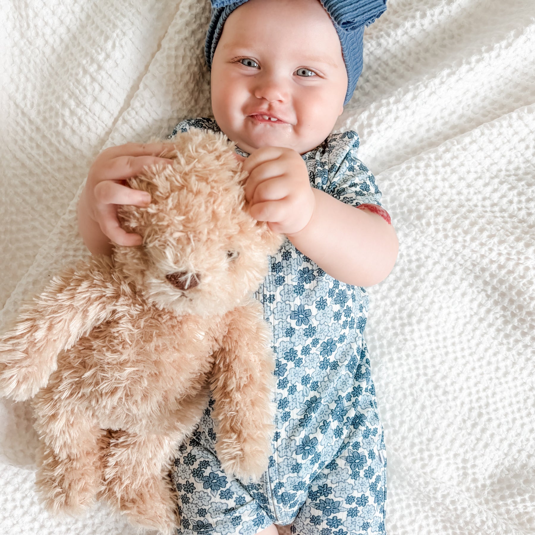 Bluebell Blossoms Small Ribbed Summer Zip Romper