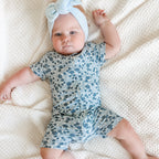 Bluebell Blossoms Small Ribbed Summer Zip Romper